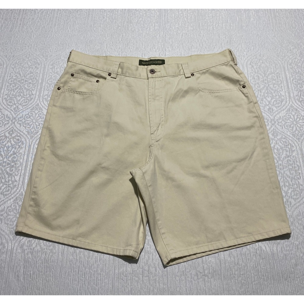 Vintage Dockers Mens Shorts Size 40 Khaki‎ Beige 5 Pocket Twill Casual